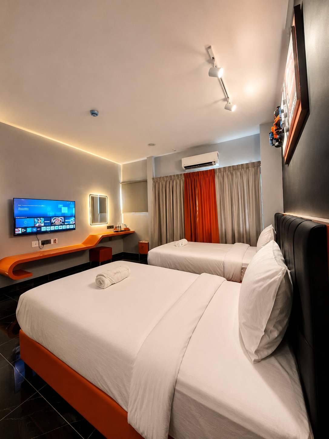 Deluxe Queen Room with queen bed and modern interior
